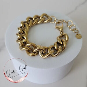 Chunky Chain Link Bracelet 14K Gold-Plated